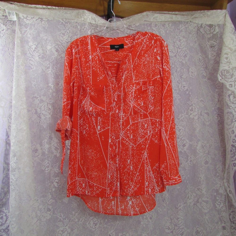 Mossimo Roll Tab Button Front High Low Tunic top S